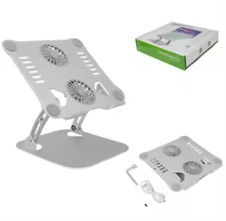 ADJUSTABLE ALUMINUM LAPTOP COOLER WITH 2 FANS