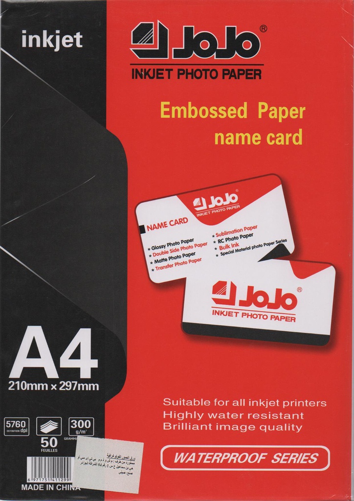 PAPIER CARTE DE VISITE A4 300g/m² 50F JOJO