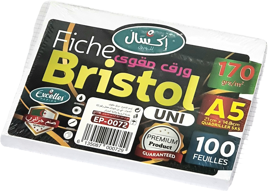 FICHE BRISTOL A5 UNI 100F 170g/m² EXCELLES