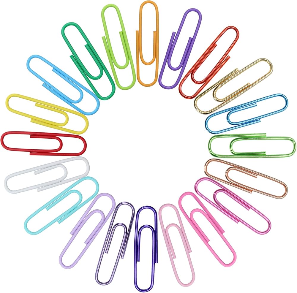 100pcs COLOURED METAL PAPER CLIPS IN KIOSE BOX