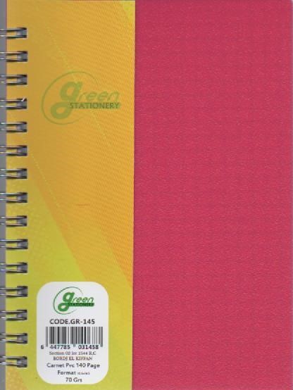 NOTEBOOK 140P 10.5x14.5cm SPIRAL PVC GREEN