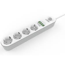 شريط طاقة LDNIO رباعي المقابس + 4 منافذ USB-A