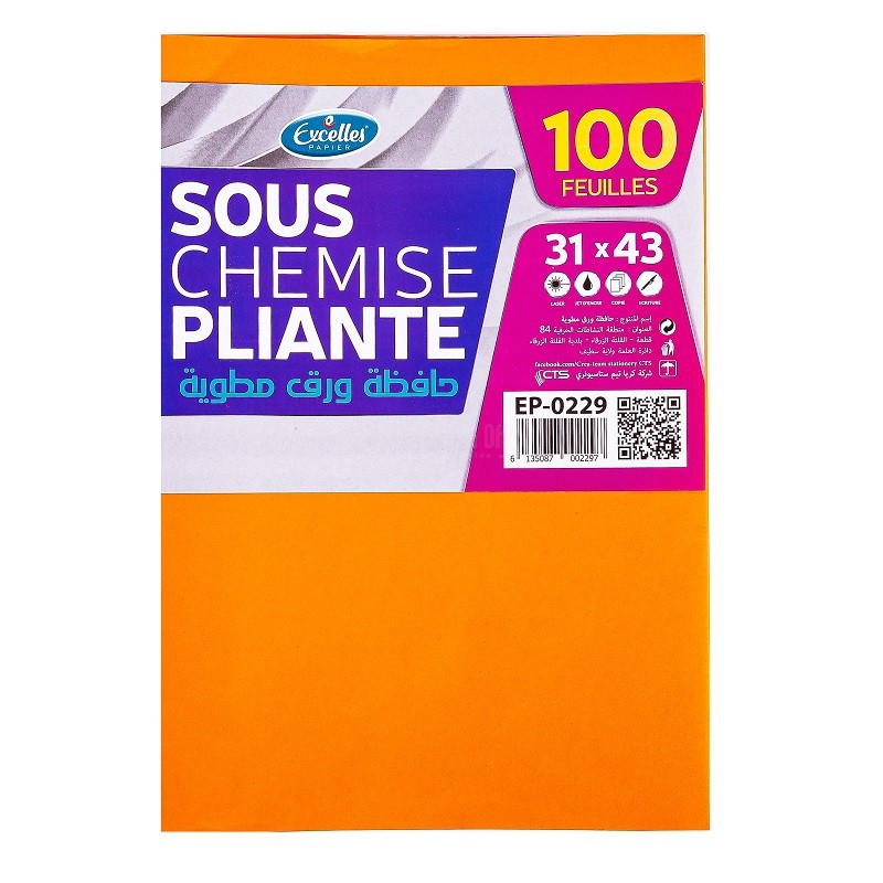 SOUS CHEMISE PLIEE 80G 100F 5C EXCELLES