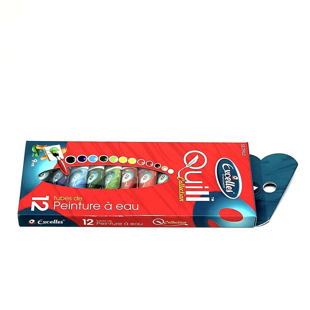 PEINTURE A EAU BOITE DE 12 COULEURS x 9ml EXCELLES