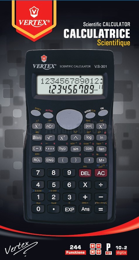 CALCULATRICE SCIENTIFIQUE 244 FONCTIONS 2 LIGNES VERTEX