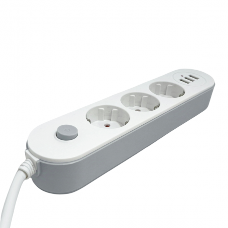 3-SOCKET POWER STRIP + 3 USB-A 2m