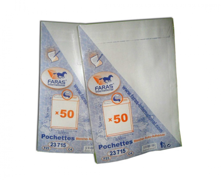  POUCH F23/C4 FARAS 22.9X32.4CM 100 G +WHITE +ADH -FEN X50