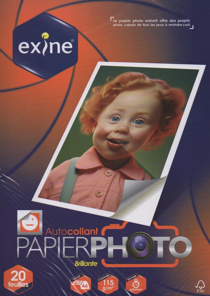 PAPIER PHOTO AUTOCOLLANT A4 115g 20F EXINE