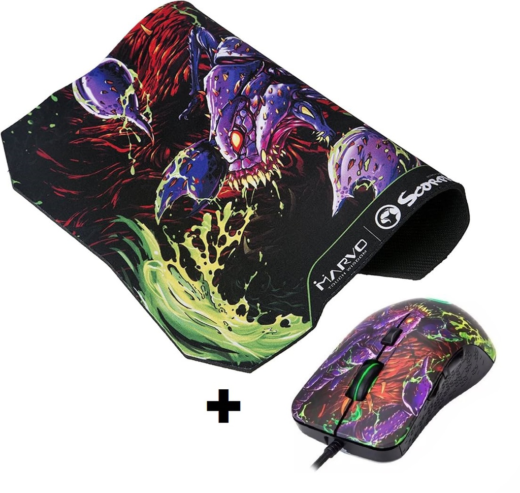 SOURIS + TAPIS DE SOURIS MARVO SCORPION