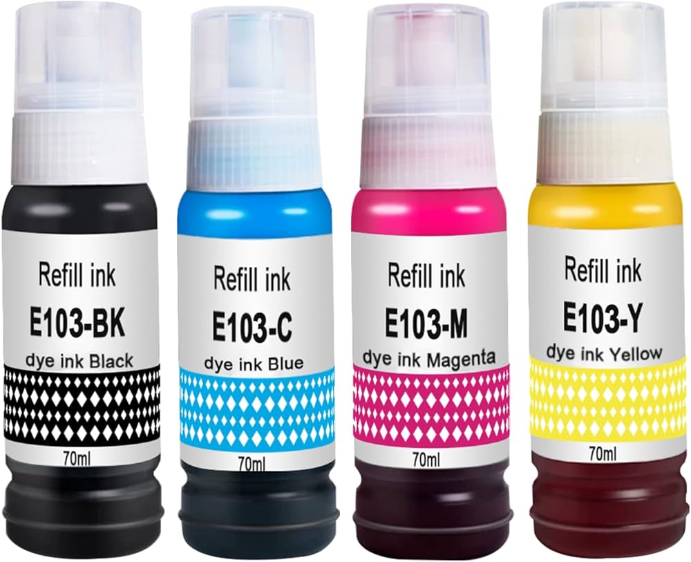 حبر EPSON INK 103 سعة 4 × 70 مل CMYN متوافق مع MR
