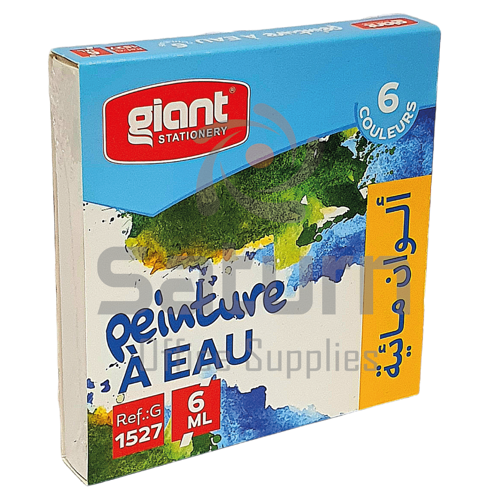 PEINTURE A EAU BOITE DE 6 COULEURS x 6ml GIANT