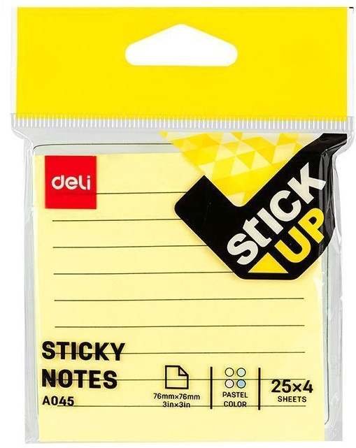 STICKY NOTES 76x76mm 100F 4C TRAITS DELI