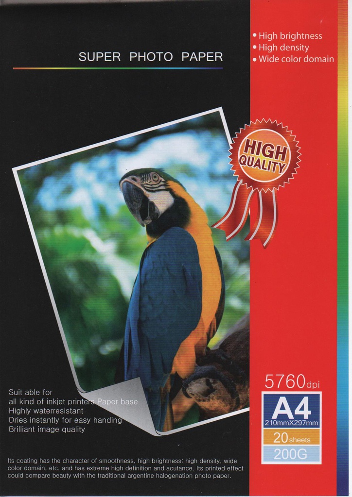 A4 PHOTO PAPER 200g 20F 1 SIDE AZLAF
