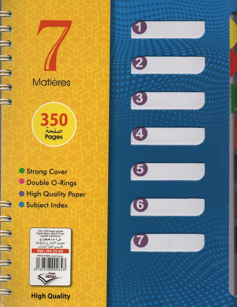 REGISTRE A4 SPIRAL 7 EN 1 350P 5x5 HEXAGONE