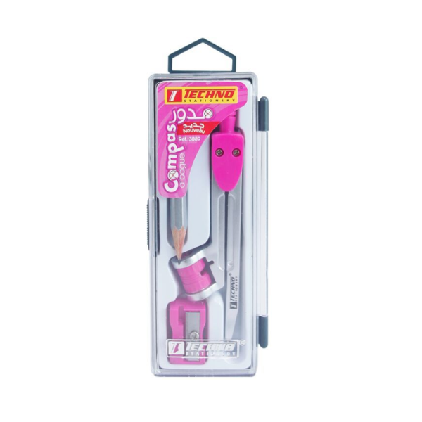 COMPAS METALIQUE + TAILLE CRAYON TECHNO CUTY PASTEL