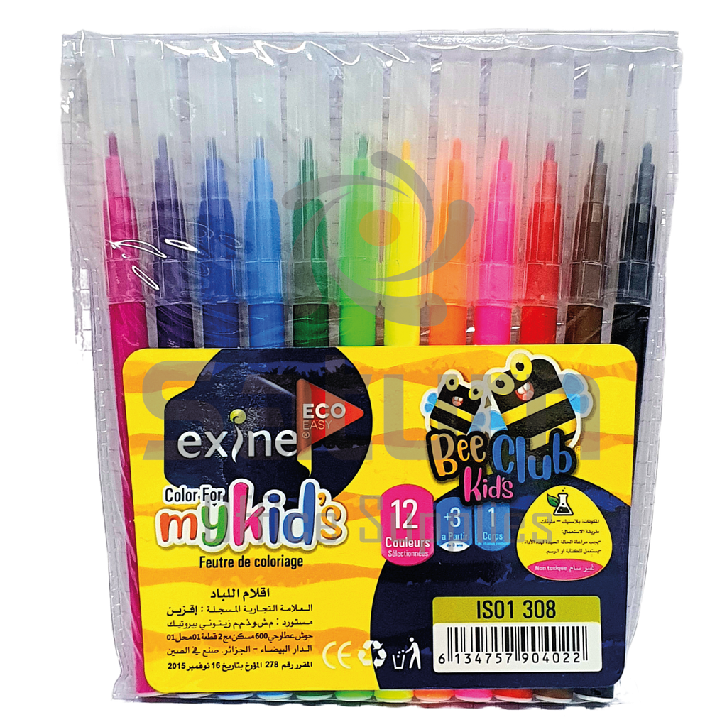 STYLO FEUTRE 12 COULEURS EN BOITE EXINE