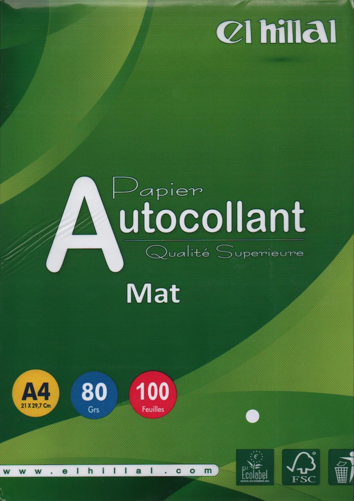 PAPIER AUTOCOLLANT A4 MAT 100F EL-HILLAL