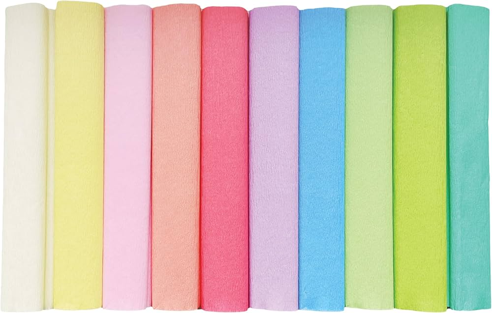 PAPIER CREPON 50x200cm 10pcs PASTEL/FLUO RAMA
