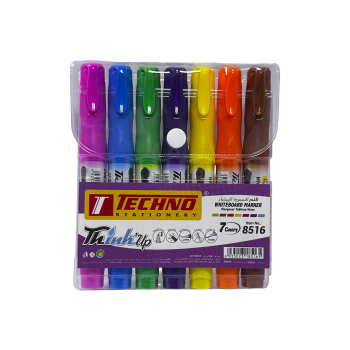 PACK DE 7 STYLO MARQUEUR TABLEAU BLANC RECHARGEABLE TETE BISEAUTÉE TECHNO