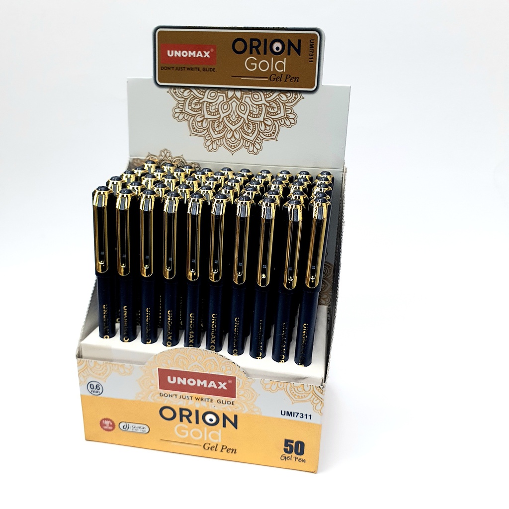 STYLO GEL 0.6mm NOIR UNOMAX ORION GOLD