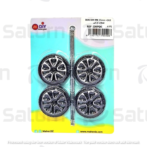 CARTE ROUES PM 35mm 4pcs + 2 AXES MAHER