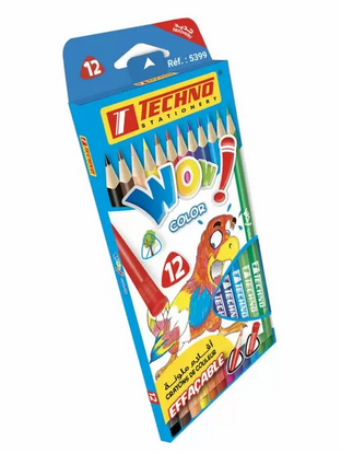 CRAYONS DE COULEUR EFFACABLE 12/18 TECHNO WOWI