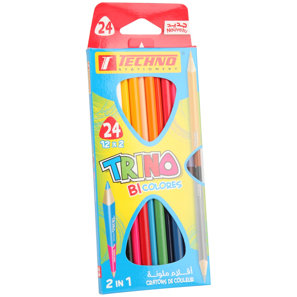 CRAYONS DE COULEUR 12/18 TECHNO TRINO BICOLORES