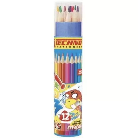 CRAYONS DE COULEUR EFFACABLE 12/18 EN TUBE TECHNO WOWI