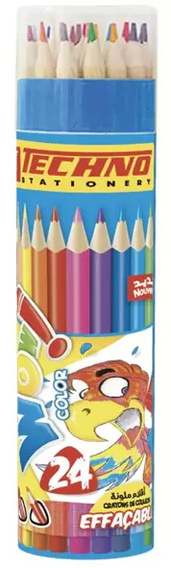 WOWI TECHNO ERASABLE COLORED PENCILS 24/18 IN TUBE