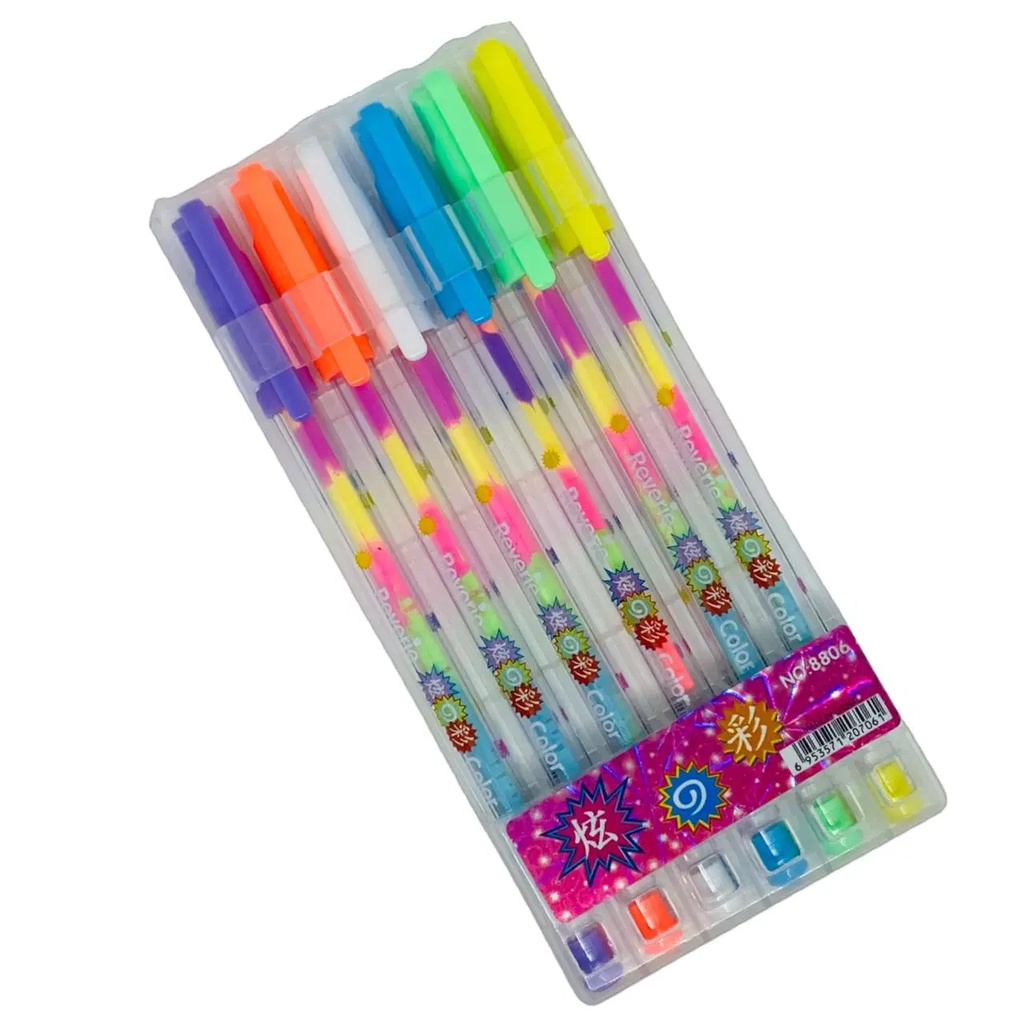 STYLO FANTAISIE 6 COULEURS 6PCS ALGO