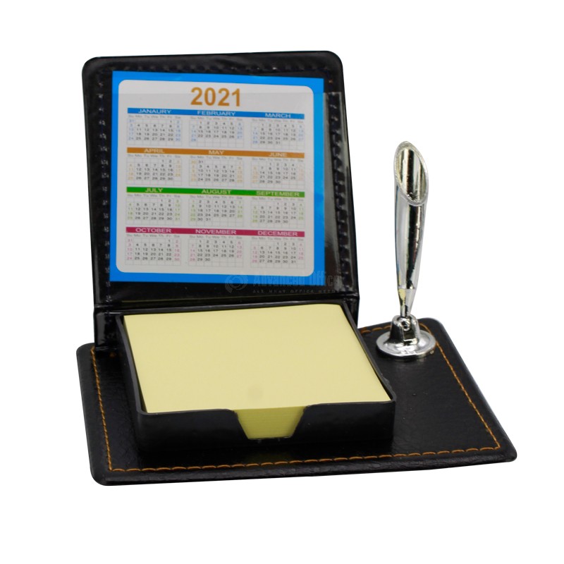 LEATHERETTE DESKTOP STICK NOTE BOX WITH LEATHERETTE PENCIL BOX