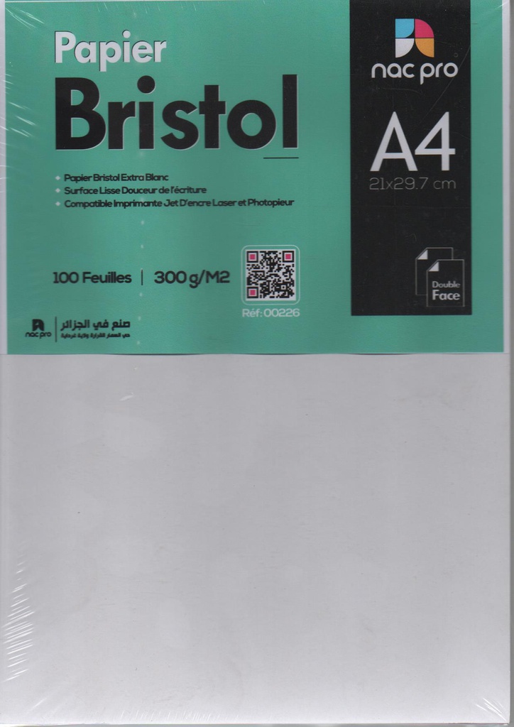 FICHE BRISTOL A4 300g/m² 100F NACPRO