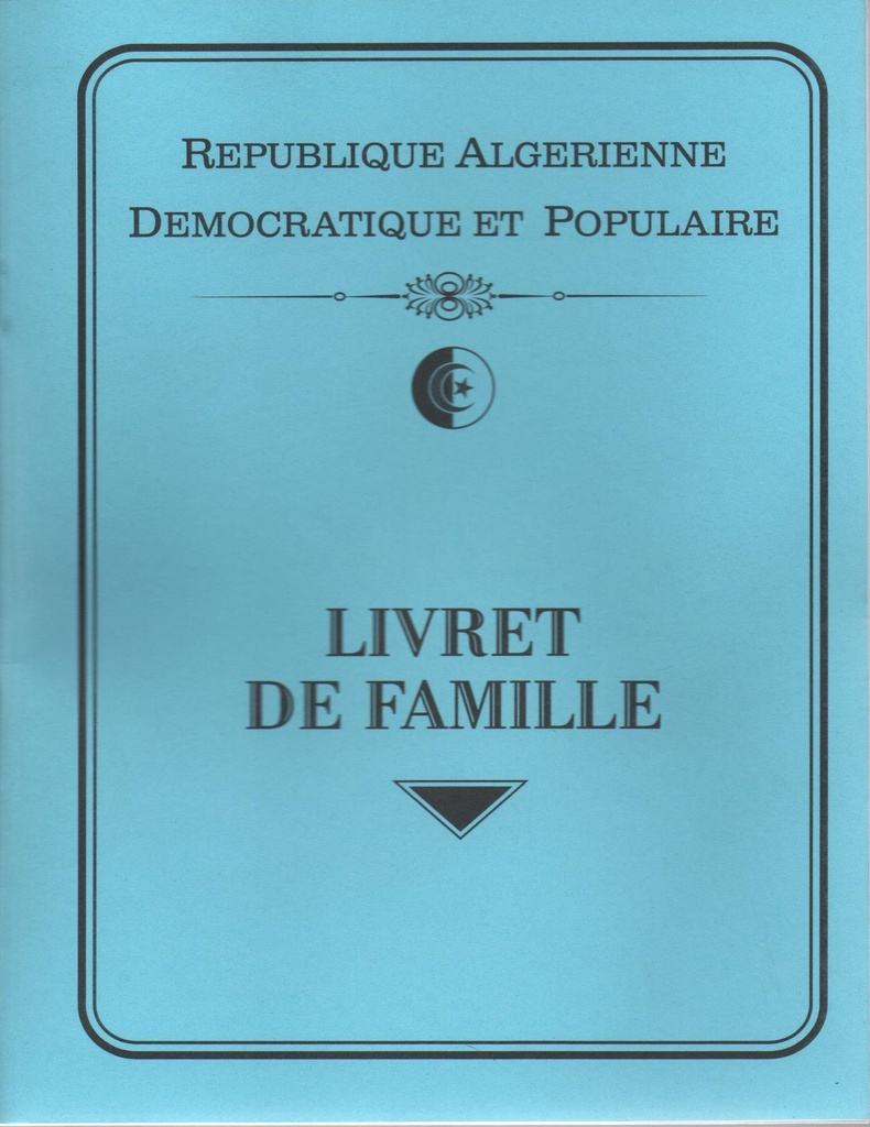 FAMILY RECORD BOOKLET IN FRENCH