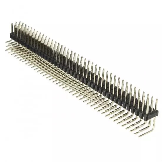 Barrette coude droit à 2 rangs de 40 broches, pas de 2.54mm