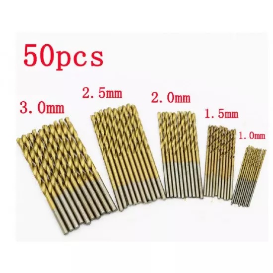  HSS High Speed Steel Drill Bit Set 1/1.5/2/2.5/3mm (10pcs of each, total 50pcs)