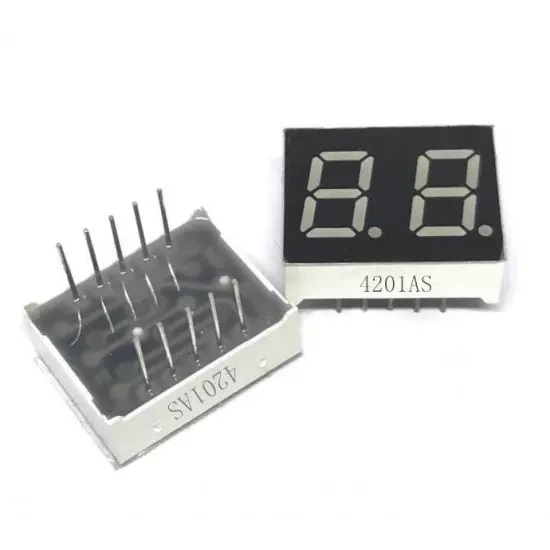 مصباح LED مقاس 0.8 بوصة، 7 قطاعات، 2 بت، أحمر - كاثود مشترك