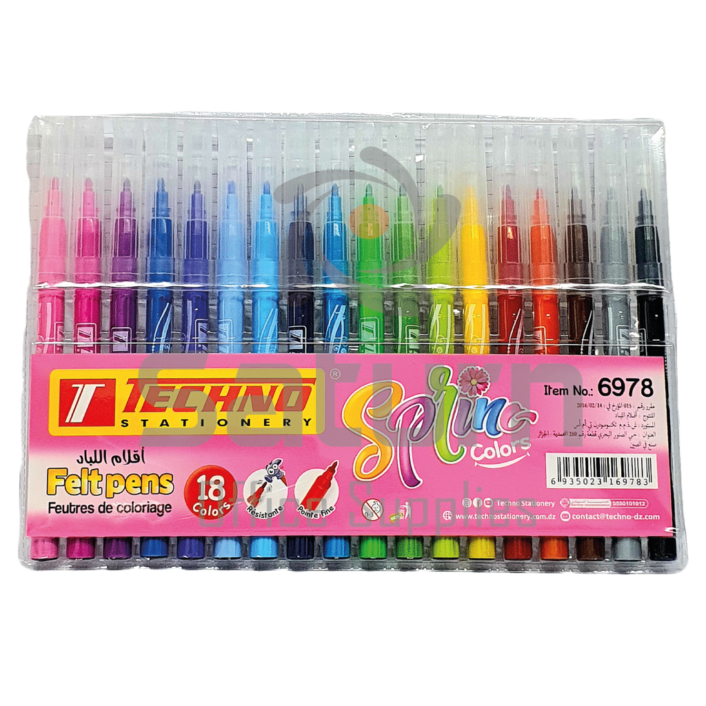 STYLO FEUTRE 18 COULEURS TECHNO SPRING
