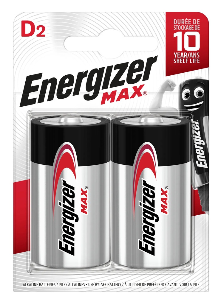 2 PCS ENERGIZER MAX D BATTERY