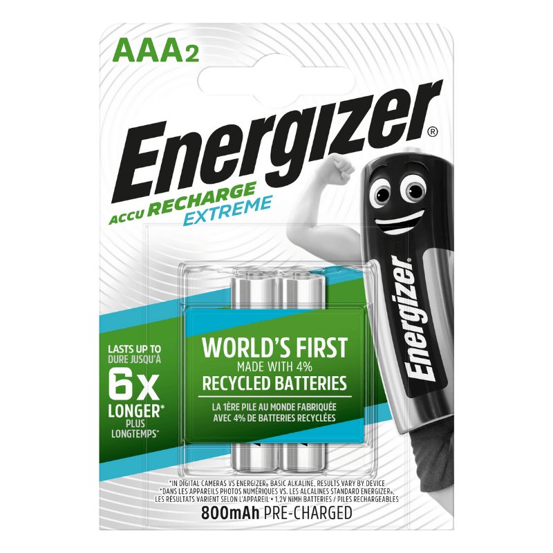  AAA BATTERY 2 PCS ENERGIZER EXTREME RECHARGE