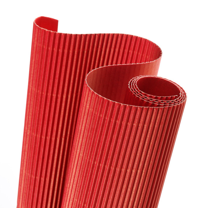 RED CORRUGATED PAPER 50x70cm FOLIA