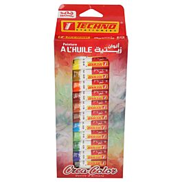 PIENTURE A L'HUILE 12 COULEURS x 12ml TECHNO CREACOLOR
