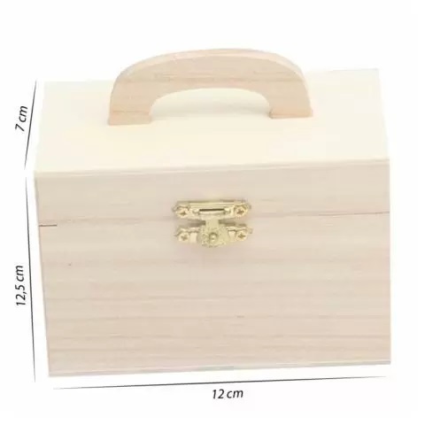 WOODEN BOX WITH HANDLE 12x7x12.5cm TECHNO CREAWOOD