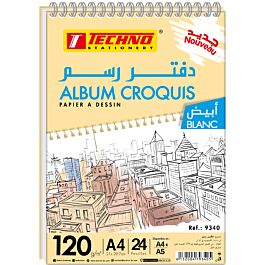 ALBUM CROQUIS BLANC A4 120g/m² 24F TECHNO SKETCHART