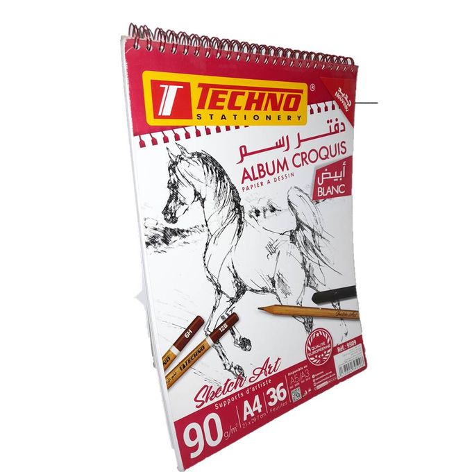 ALBUM CROQUIS BLANC A4 90g/m² 36F TECHNO SKETCHART