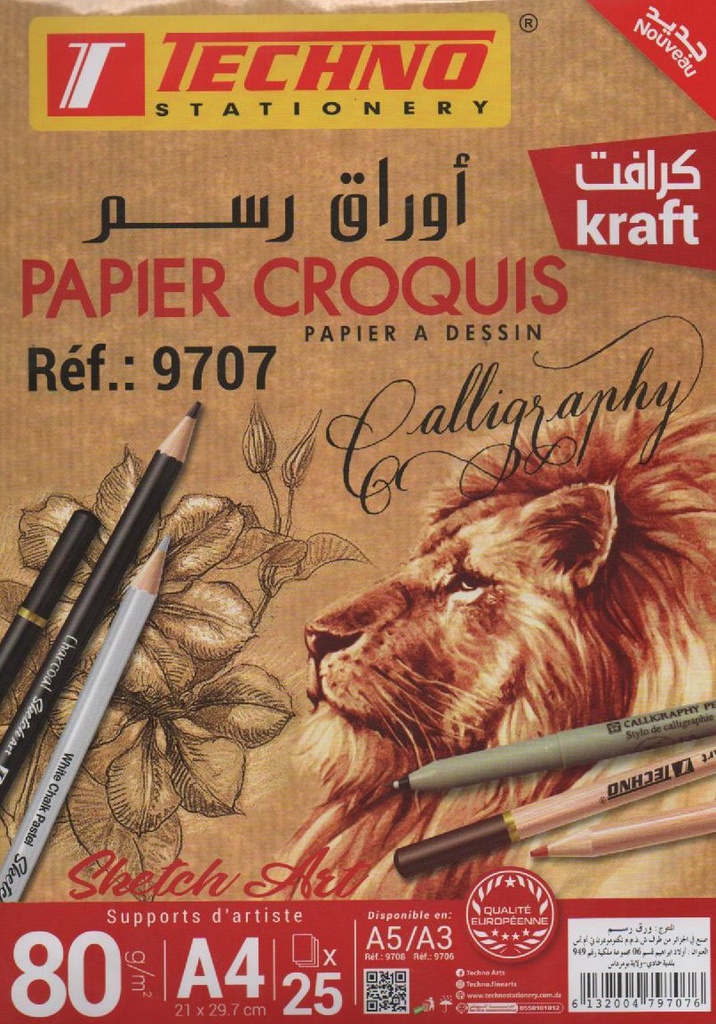 PAPIER CROQUIS A4 80g PQT 25F TECHNO