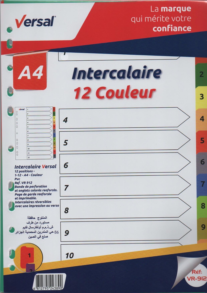 INTERCALAIRE 12 POSITIONS PVC VERSAL