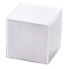 CUBE EN PAPIER 9x9cm AVEC SOCLE BLANC FARAS