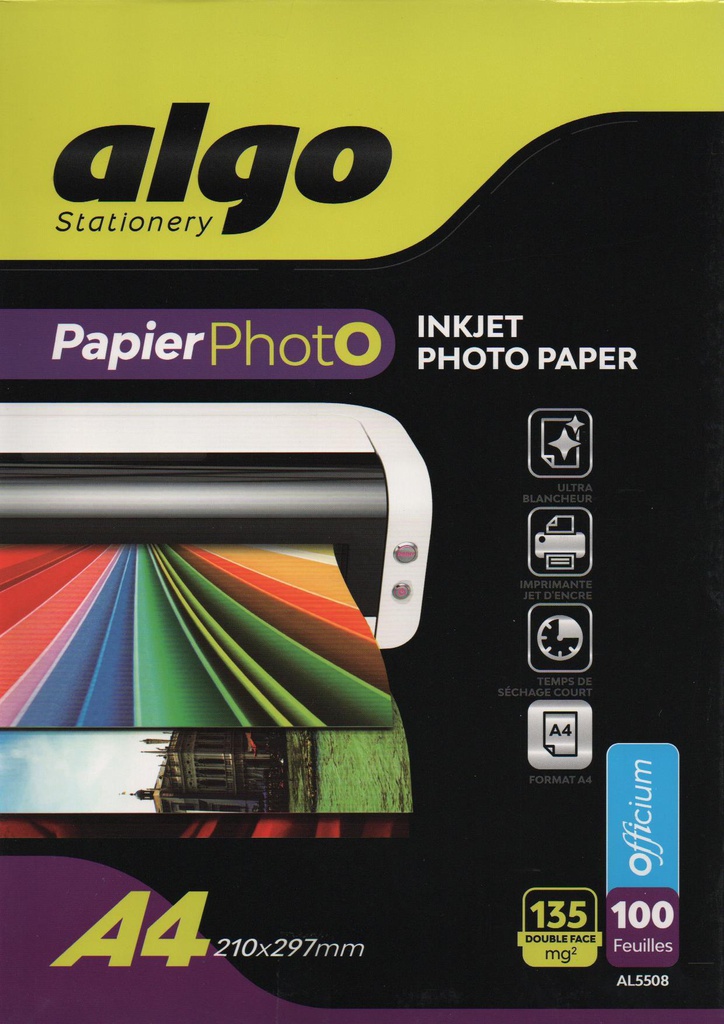 PAPIER PHOTO A4 135G A4 DOUBLE FACES 100F ALGO