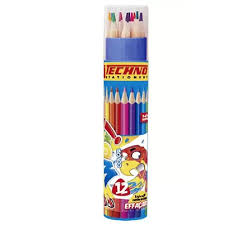 CRAYONS DE COULEUR 12/15 EFFACABLES EN TUBE TECHNO