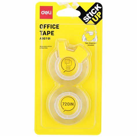 RLX DELI TRANSPARENT TAPE WITH SUPPORT PACK OF 2